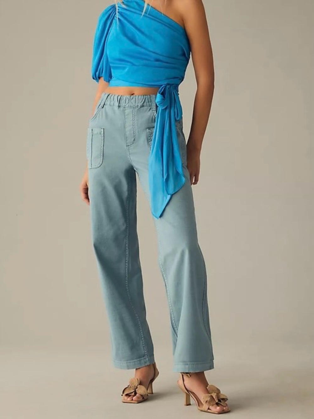 Pilcro Anthropologie Pull on Utility Pants in Dusty Blue